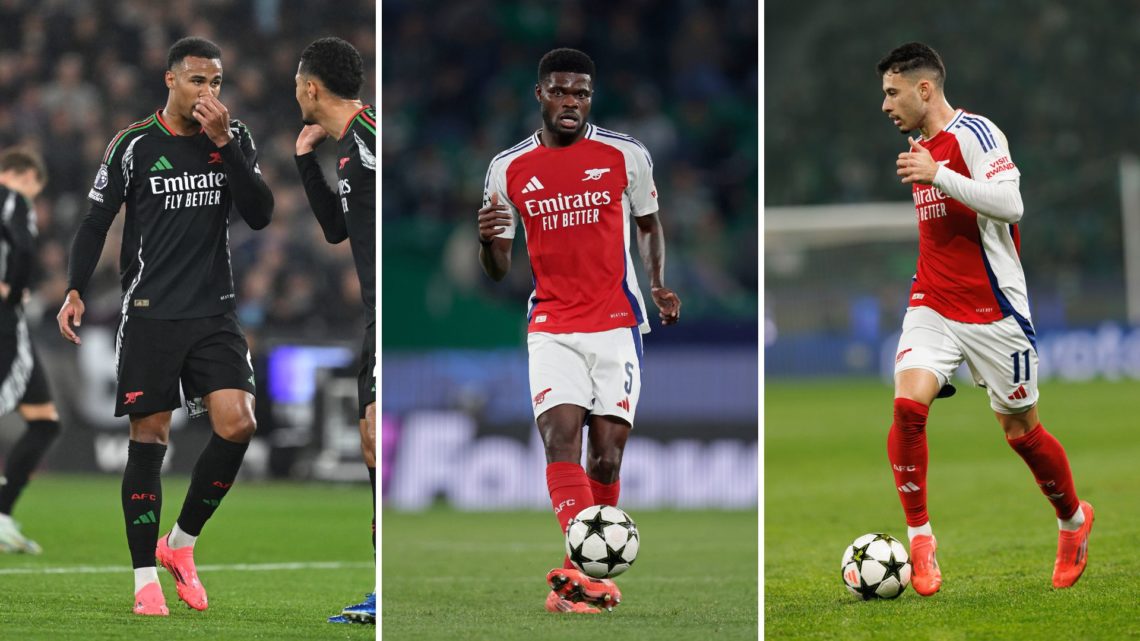 Split image of Gabriel Magalhaes, Thomas Partey, and Gabriel Martinelli