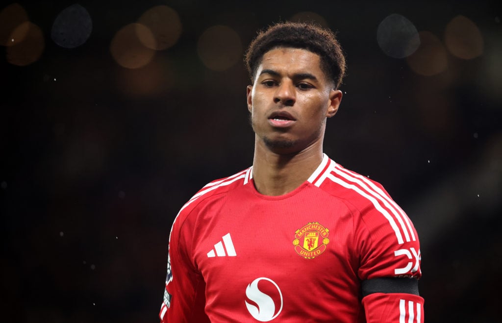 Marcus Rashford looking on during a Manchester United game