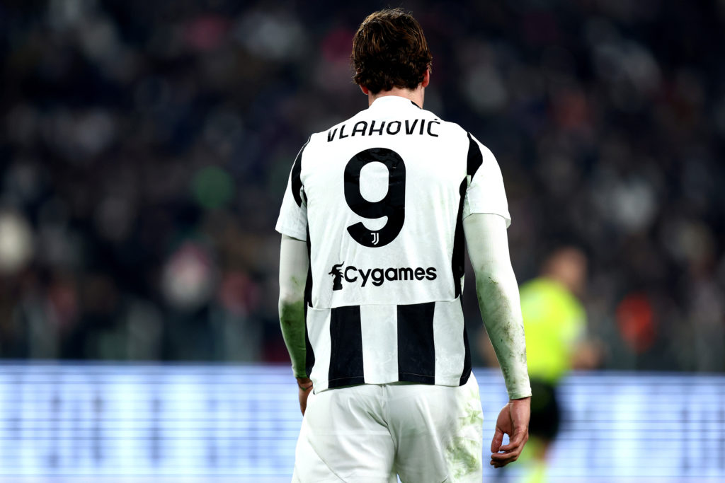 Dusan Vlahovic of Juventus Fc looks on during the Coppa