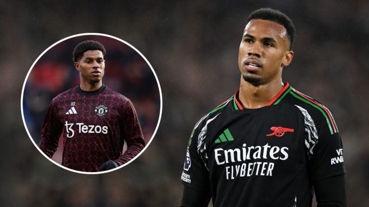 Gabriel Magalhaes with Marcus Rashford inset