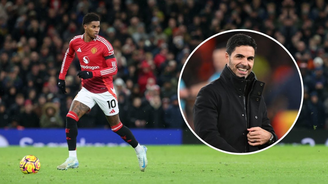 Manchester United's Marcus Rashford during the Premier League match between Manchester United FC and Nottingham Forest FC at Old Trafford on Decemb...
