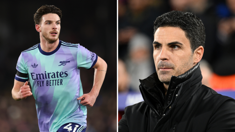 Split of Mikel Arteta (R) and Declan Rice (L)