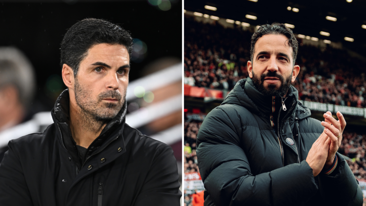 Split of Mikel Arteta (L) and Ruben Amorim (R)