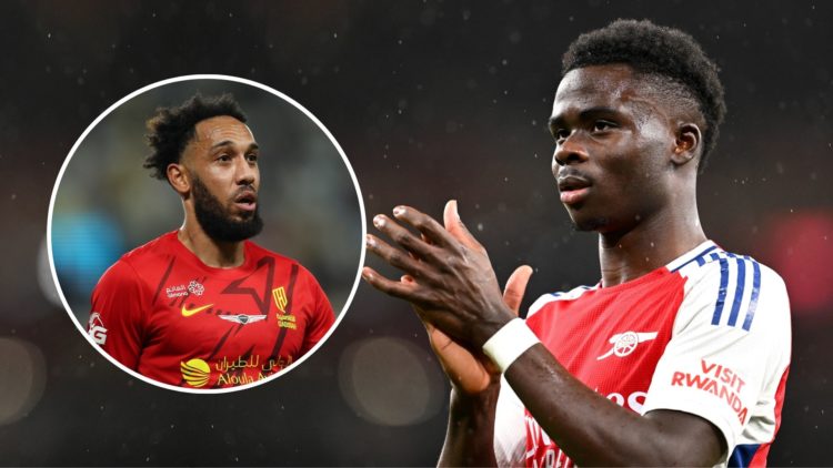 Saka with Aubameyang inset