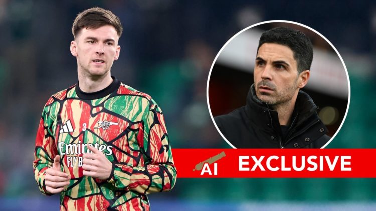 Kieran Tierney and Mikel Arteta.