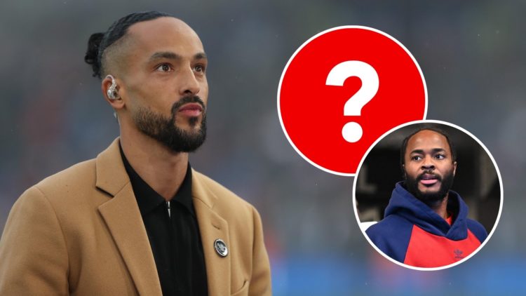 Theo Walcott. Inset, Raheem Sterling and a question mark.