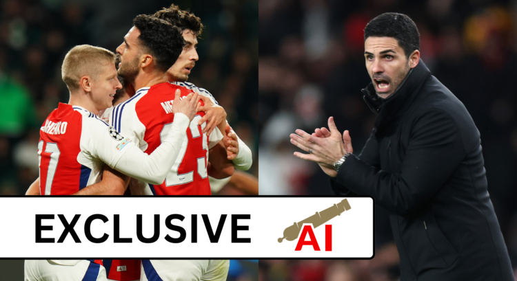An image featuring Arsenal celebrations and Mikel Arteta.
