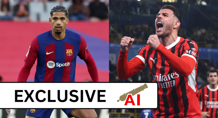 An image featuring Arsenal transfer targets Ronald Araujo and Theo Hernandez.