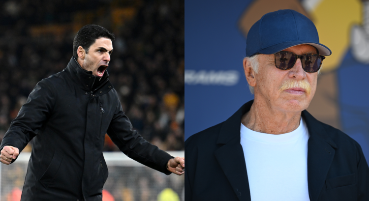 An image featuring Arsenal manager Mikel Arteta and owner Stan Kroenke.