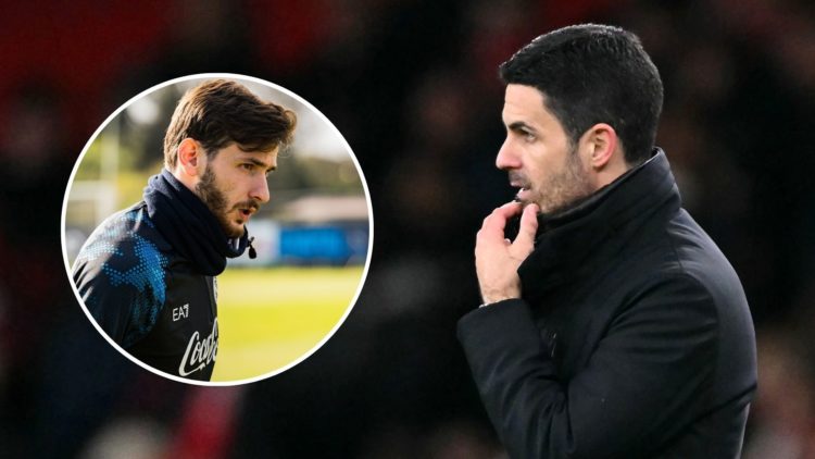 Mikel Arteta. Inset, Khvicha Kvaratskhelia