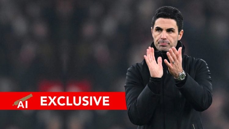 Mikel Arteta, Manager of Arsenal, applauds the fans after the draw during the Premier League match between Arsenal FC and Aston Villa FC at Emirate...