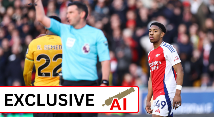An image featuring Arsenal star Myles Lewis-Skelly.