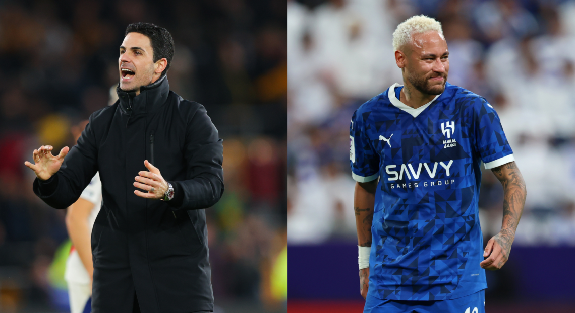 An image featuring Mikel Arteta and Neymar.