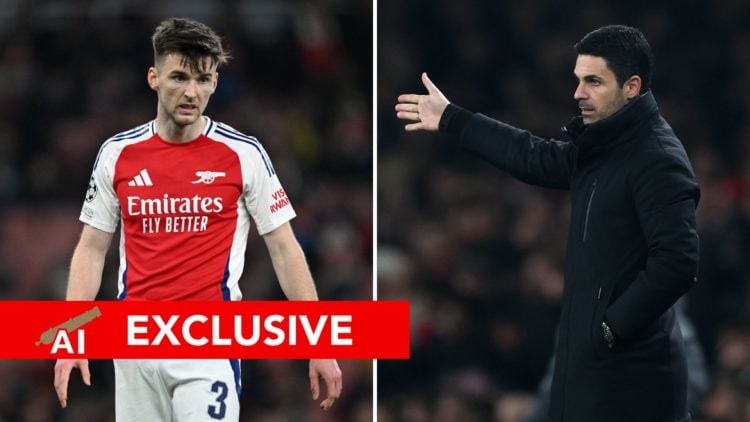 Kieran Tierney and Mikel Arteta.