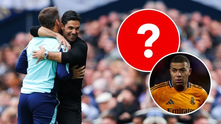 Mikel Arteta, manager of Arsenal, celebrates after Gabriel of Arsenal scores their side's first goal during the Premier League match between Totten...