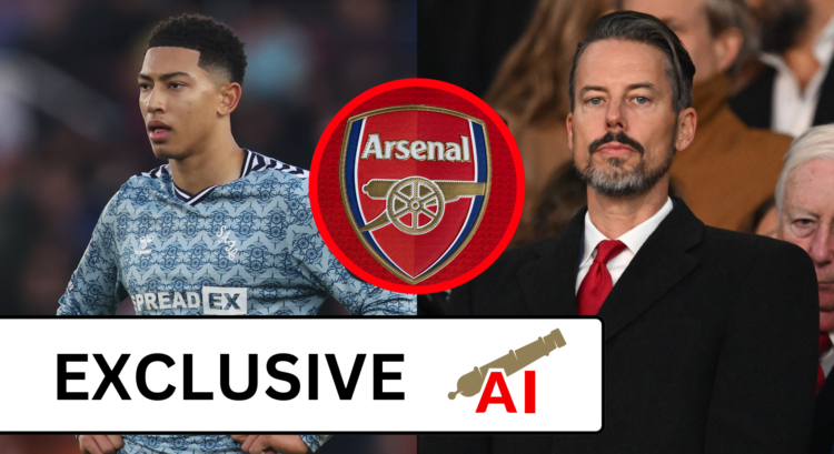 A split image featuring Jobe Bellingham playing for Sunderland and Josh Kroenke at an Arsenal match.