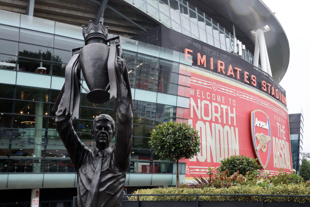 Arsene Wenger's statue before Arsenal FC v Paris Saint-Germain in the UEFA Champions League 2024/25 League Phase.