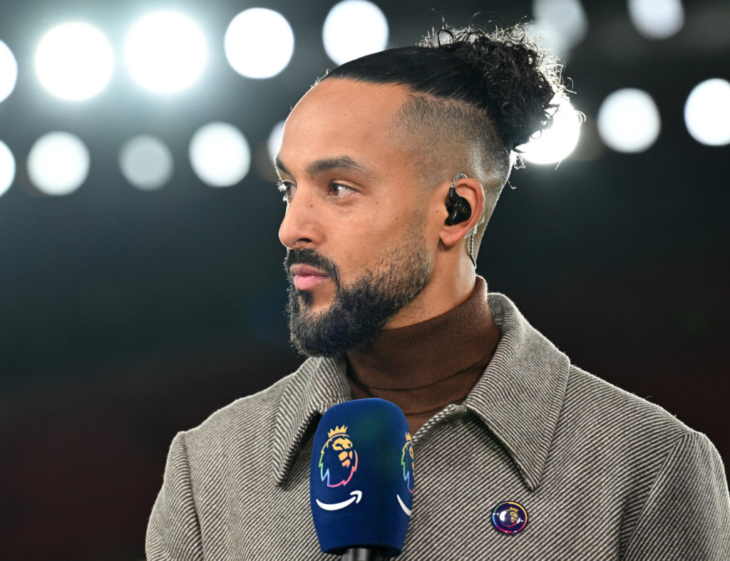 Theo Walcott working as a pundit before an Arsenal game