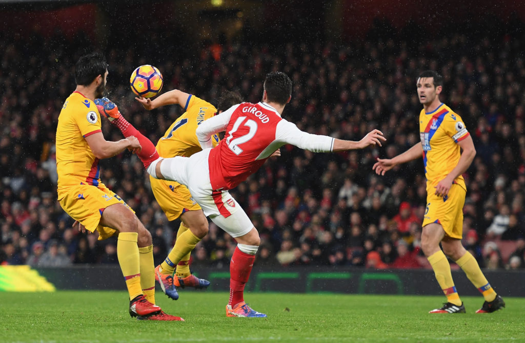 Olivier Giroud scoring his scorpion kick for Arsenal vs Crystal Palace