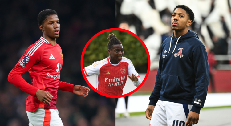 An image featuring Chido Obi, Bless Akolbire and Myles Lewis-Skelly.