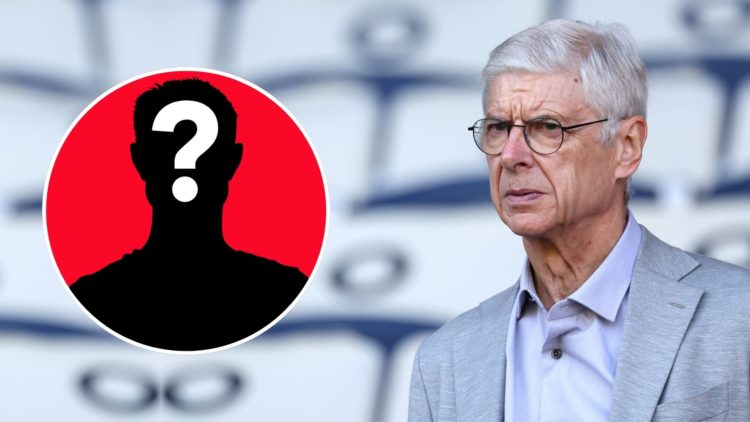 Arsene Wenger looks on. Inset, a mystery player.