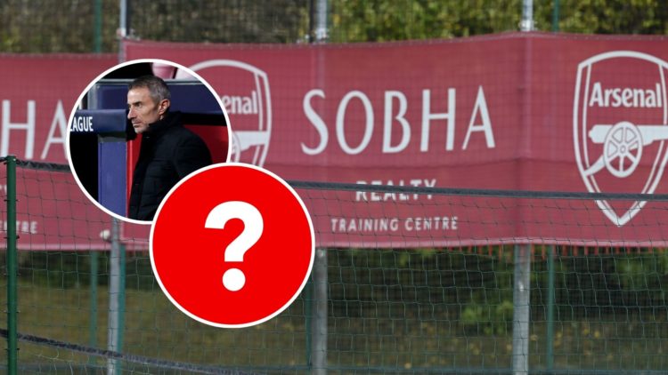 Kieran Tierney and Jakub Kiwior of Arsenal during a training session at Sobha Realty Training Centre in London Colney, England with inset of Sport ...
