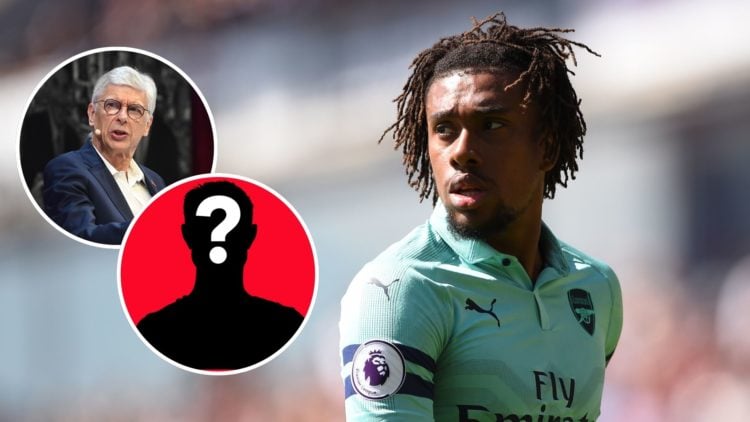Alex Iwobi looks on during the Premier League match between Burnley and Arsenal with insets of Arsene Wenger during An Evening With Arsene Wenger a...