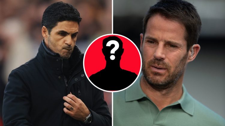 Split image of Sky Sports presenter Jamie Redknapp prior to West Ham United vs Chelsea and Mikel Arteta reacts at half time during the Manchester U...