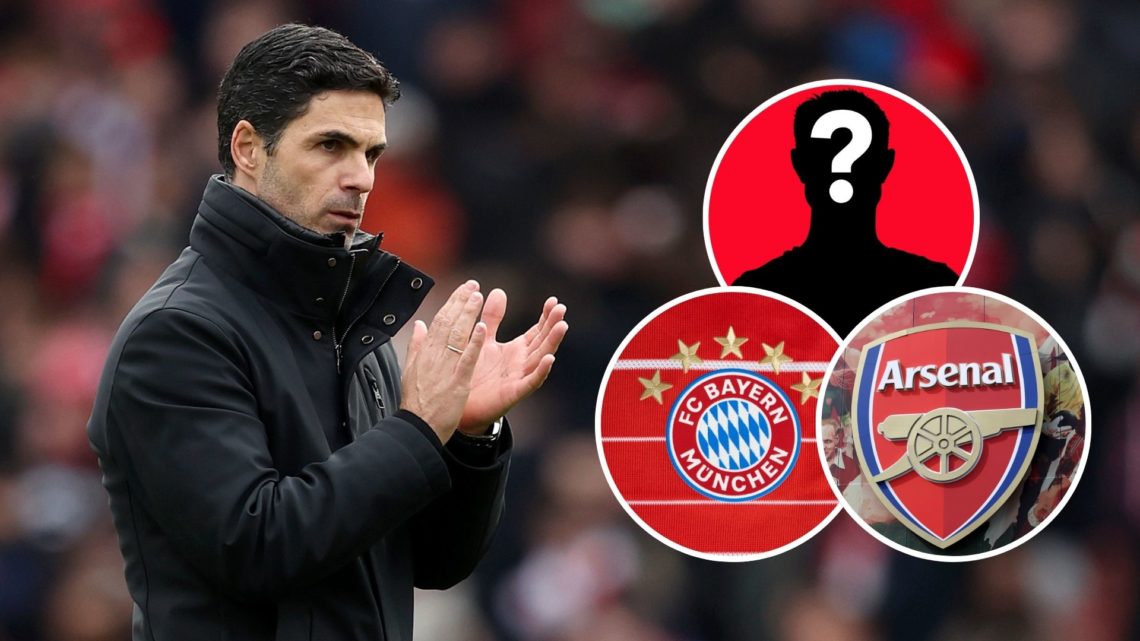 Mikel Arteta, Manager of Arsenal applauds the fans after the Premier League match between Arsenal FC and Chelsea FC. Inset, the badges of Arsenal a...