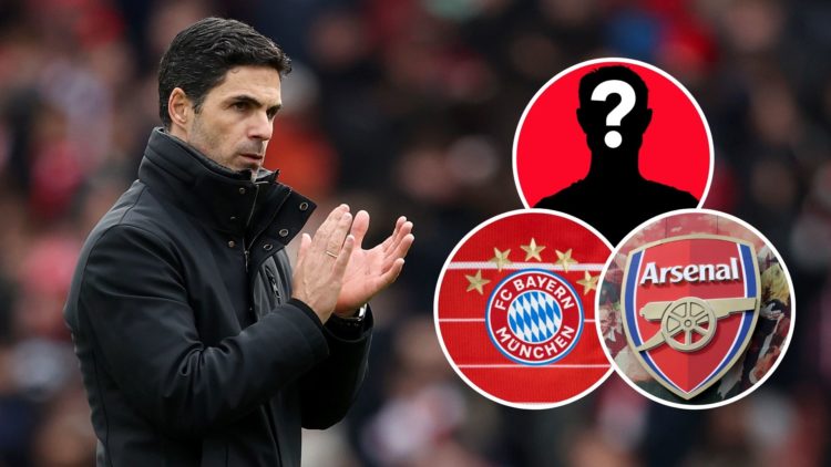 Mikel Arteta, Manager of Arsenal applauds the fans after the Premier League match between Arsenal FC and Chelsea FC. Inset, the badges of Arsenal a...