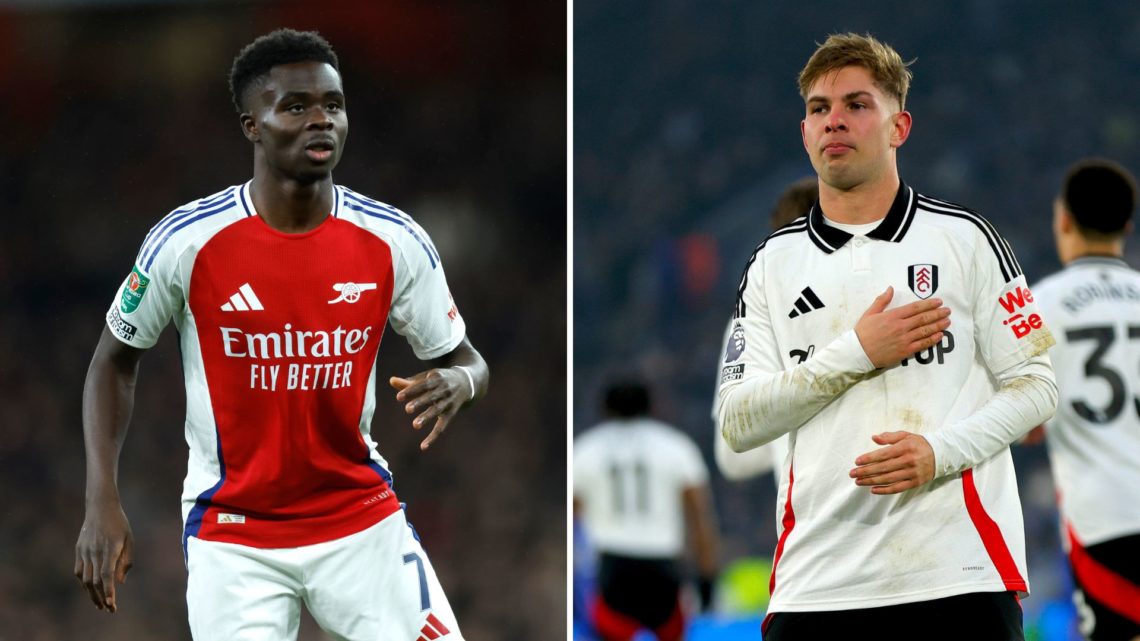 A split image featuring Arsenal star Bukayo Saka and Fulham's Emile Smith Rowe.