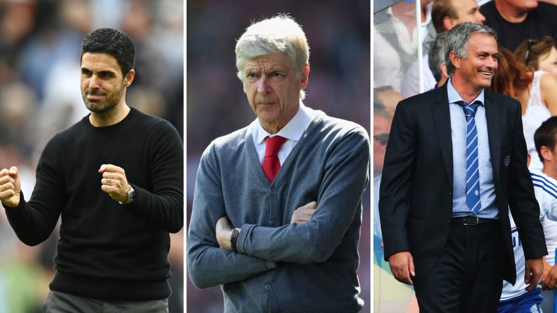 Split image of Mikel Arteta, Manager of Arsenal, celebrates victory following the Premier League match between Newcastle United and Arsenal FC at S...