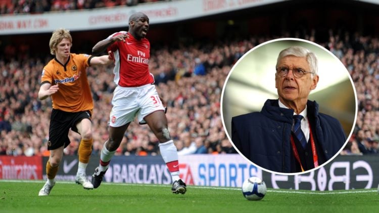 Sol Campbell of Arsenal and Andy Keogh of Wolverhampton Wanderers. Inset, Arsene Wenger