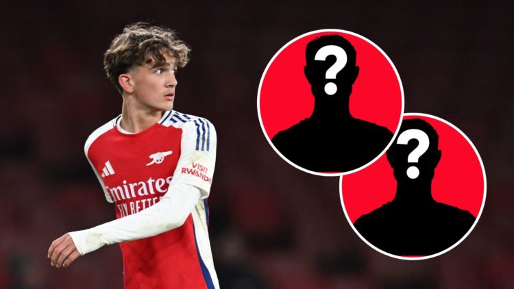 An image of Arsenal youngster Max Dowman and two mystery player insets.