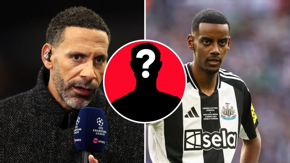 Split images of Rio Ferdinand pundit for TNT Sports during the UEFA Champions League 2024/25 UEFA Champions League 2024/25 Round of 16 Second Leg m...