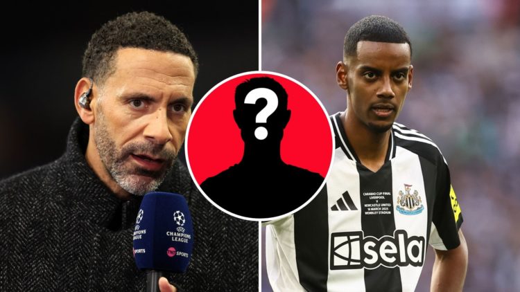 Split images of Rio Ferdinand pundit for TNT Sports during the UEFA Champions League 2024/25 UEFA Champions League 2024/25 Round of 16 Second Leg m...