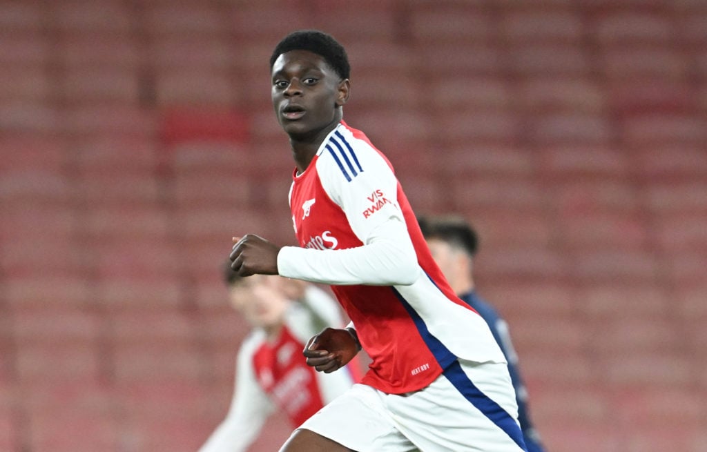 Ife Ibrahim in action during Arsenal U18 v Manchester United U18 in the FA Youth Cup Quarter-Final clash.