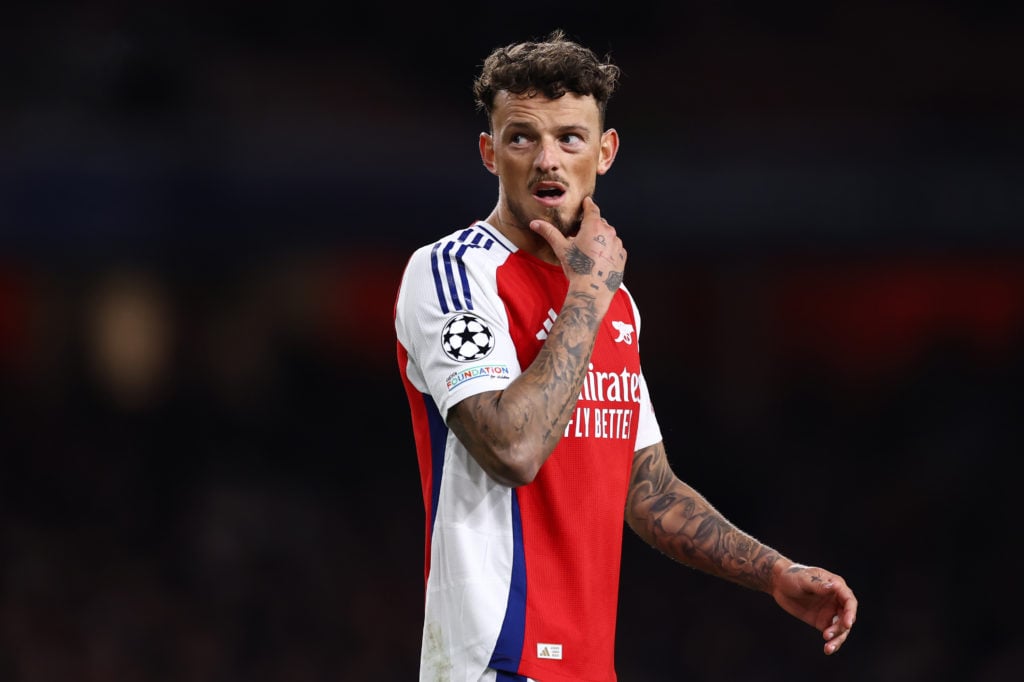 Ben White looking on during an Arsenal game
