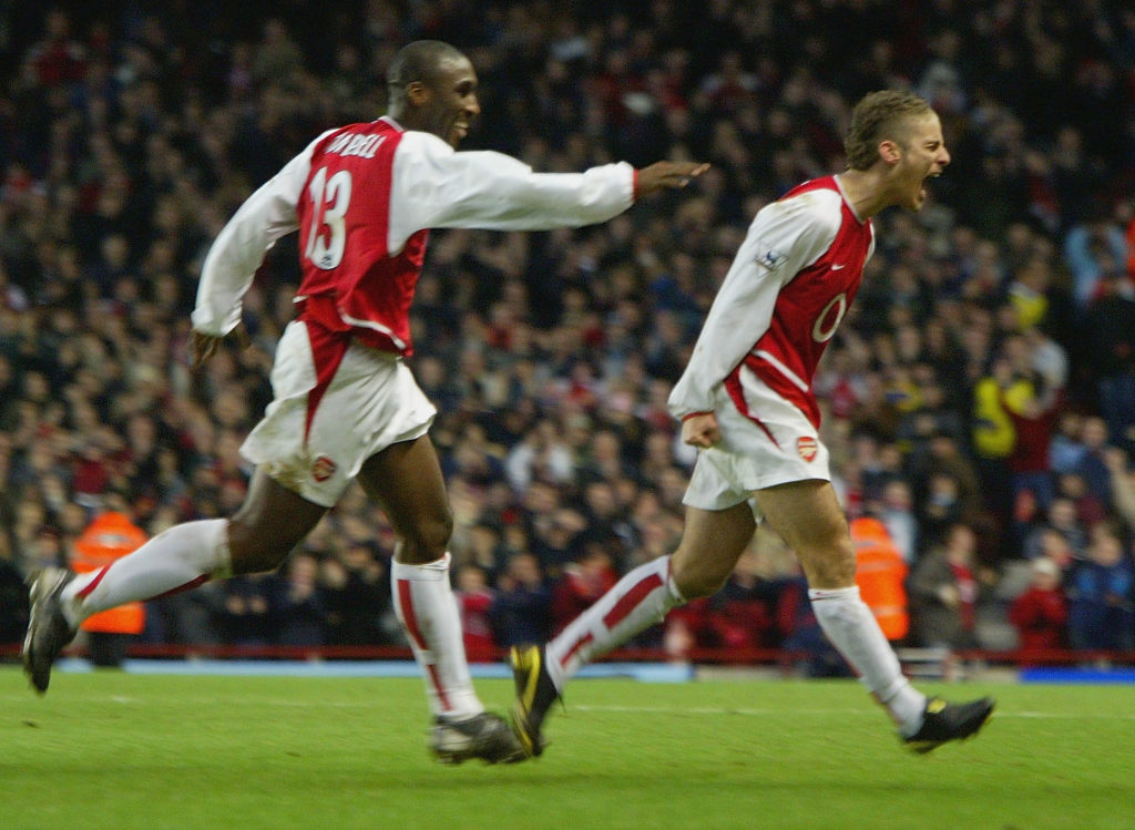 David Bentley celebrates scoring during Arsenal v Middlesbrough in the FA Cup clash.