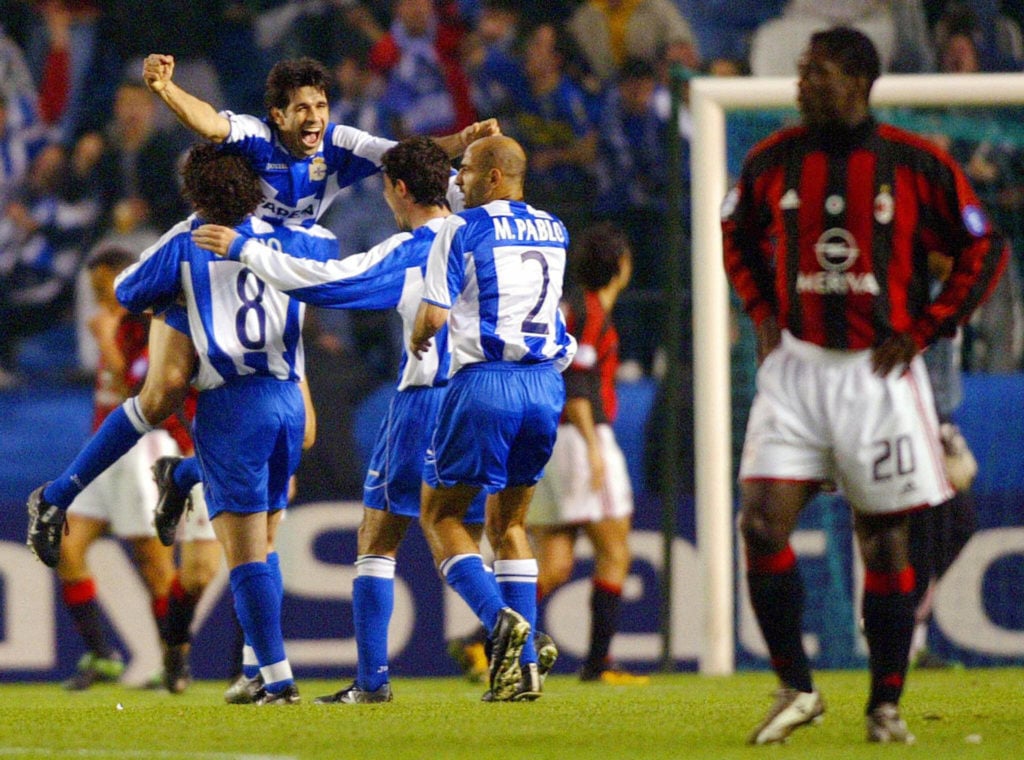 Deportivo Coruna's players Sergio Gonzal