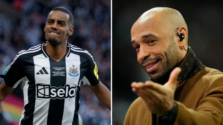 A split image featuring Alexander Isak and Thierry Henry.