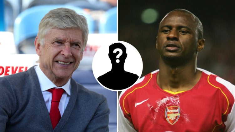 Image of Arsene Wenger in his final game as manager of Arsenal with image of Patrick Vieira of playing in the UEFA Champions League and a inset of ...
