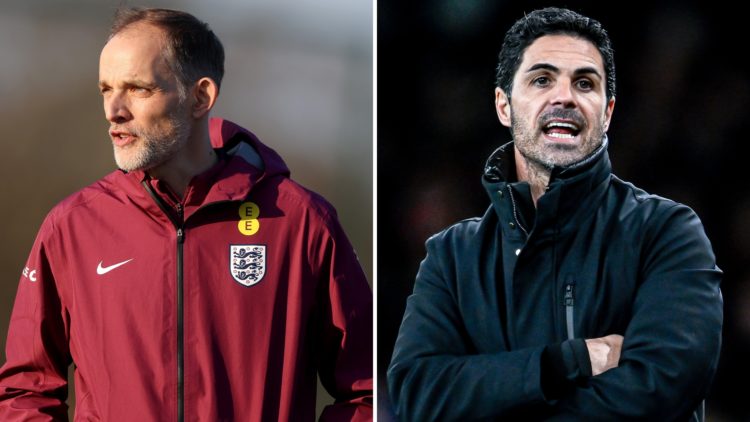 Split image of Thomas Tuchel (left) and Mikel Arteta (right).