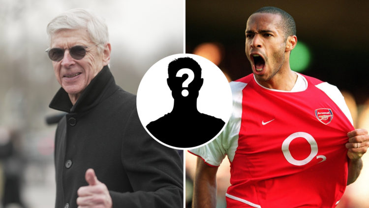 A split image of Arsène Wenger (left) next to Thierry Henry from his playing days at Arsenal.