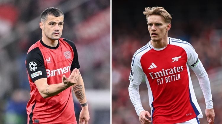 Split image of Granit Xhaka (left) and Martin Ødegaard (right).