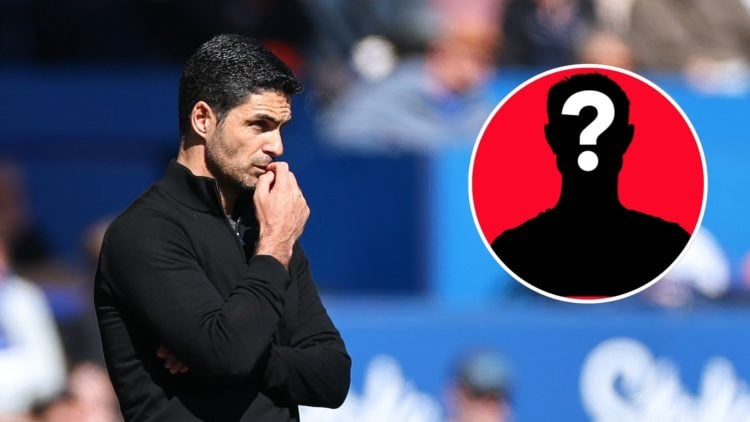 An image featuring Arsenal manager Mikel Arteta and a mystery player inset.