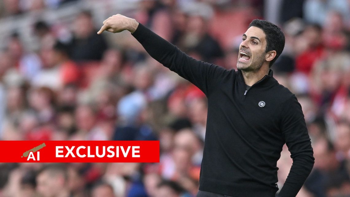An image featuring Arsenal boss Mikel Arteta gesturing during a match with Brentford.