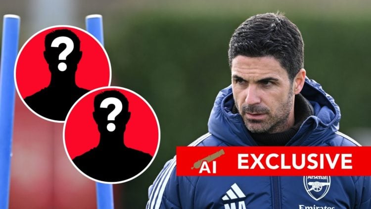 Arsenal manager Mikel Artet during a training session at Sobha Realty Training Centre. Inset, two mystery players.