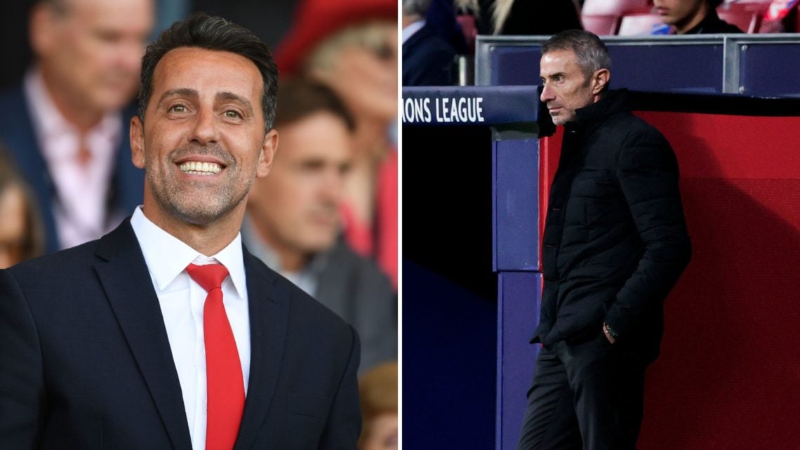 Split Image of: Arsenal Director of Football Edu before the Premier League match between AFC Bournemouth and Arsenal FC, Sport Director Andrea Bert...