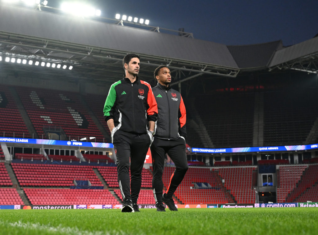 Arsenal FC Training Session And Press Conference - UEFA Champions League 2024/25 Round of 16 First Leg
